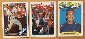 Gary Carter (3) 1988 Topps & 1989 Topps Baseball New York Mets HOF Star NM-MT