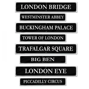 4 LONDON STREET SIGN CUTOUTS GREAT BRITAIN / LONDON THEME PARTY WALL DECORATIONS - Picture 1 of 1