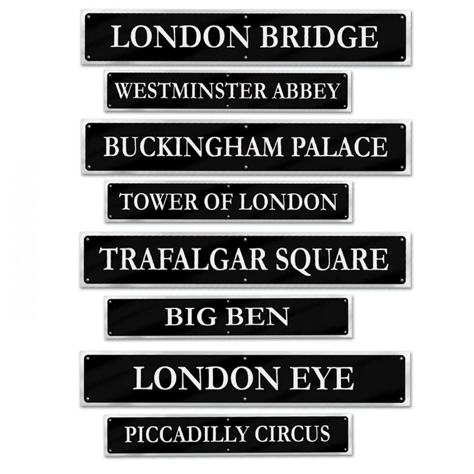 4 LONDON STREET SIGN CUTOUTS GREAT BRITAIN / LONDON THEME PARTY WALL DECORATIONS - Image 1 of 1