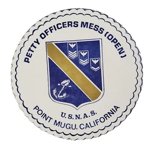 Sottobicchieri di carta Petty Officers Mess USNAS Point Mugu, CA 120 ct vintage - Foto 1 di 3