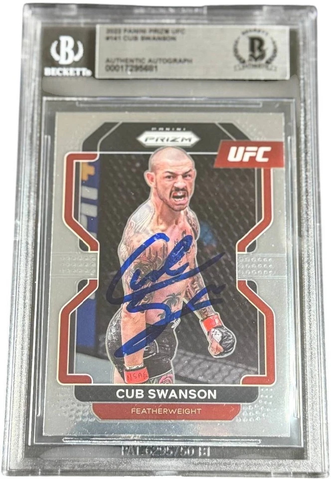 CUB SWANSON SIGNED 2022 PANINI PRIZM UFC CARD #141 BECKETT BAS 3 - Image 1 of 1