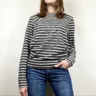 Obey Grey Anchor & Snake Striped Sweatshirt Size XS - Image 1 of 4
