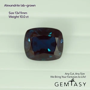 Piedra cortada - Alejandrita Czochralski (Tirada) cultivada en laboratorio, cojín faceta 13x11mm 10ct - Imagen 1 de 3
