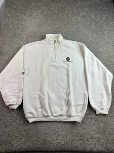 VINTAGE Universal Studios Sweatshirt Mens XL Ivory White Terry 1/4 Zip Pullover* - Picture 1 of 10