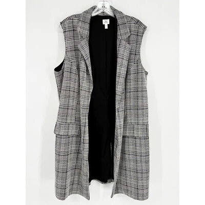 Платье сарая 1 X плюс жилет без рукавов клетку черный белый повседневный карьера работы - Изображение 1 из 4
