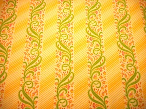 Floral Fabric By The Yard Yellow Pink Green Ivory Floral Stripe Cotton #C - Picture 1 of 2