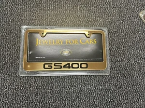 Gold Chrome License Plate Frame Solid Brass Lexus GS400 Model Logo In Black USA - Picture 1 of 8