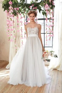 Watters Willowby 53707 Penelope Wedding Dress Size 12 Nude Ivory  - Picture 1 of 10