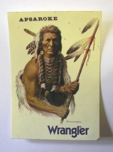 Old sticker vintage WRANGLER JEANS INDIAN APSAROKE (inch 3 x 4.5) h - Picture 1 of 1