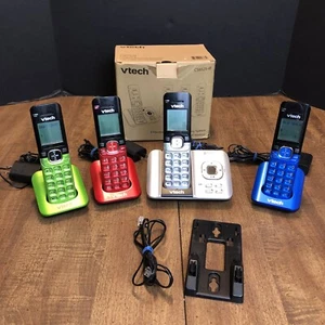 VTech CS6529-4B 4-Handset DECT 6.0 Cordless Phone with Blue/Green/Red/Silver - Picture 1 of 17