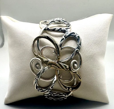 Carolyn Pollack Sterling Silver & Brass Scroll Wide Cuff 7.5" - Image 1 of 4