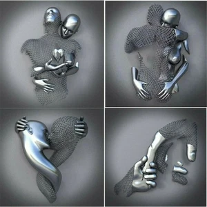 Nordic Couples Metal Figure Statue Canvas Painting Wall Art Print Picture Decor - Picture 1 of 16