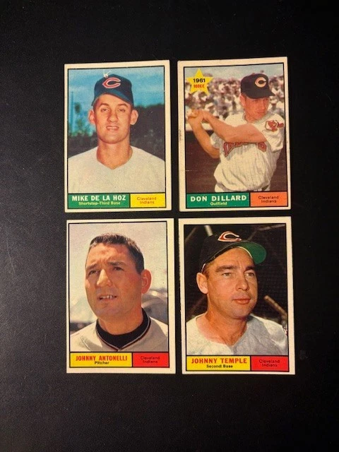 Lote de béisbol Topps 1961 4 diferentes TODO ALTO GRADO. Casi nuevo como nuevo. Templo All Indians J Foto 1 de 2