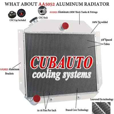 3-Row Aluminum Radiator For 1951-1957 International Harvester Pickup Truck Foto 1 de 4