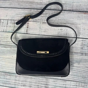 St. John Made in Italy Schwarz Wildleder & Leder Schultertasche Designer Handtasche - Bild 1 von 8