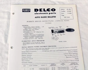 1959 Cadillac Deville Eldorado Original GM Wonder Bar Radio Service Info 59 NOS - Picture 1 of 3