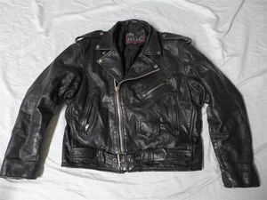 Vintage RGC Distressed schwere schwarze Leder Perfecto Motorradjacke - Größe 44 - Bild 1 von 9