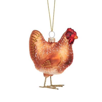 Sass & Belle Weihnachtsbaumschmuck Glas Huhn origineller Weihnachtsbaumanhänger - Bild 1 von 2