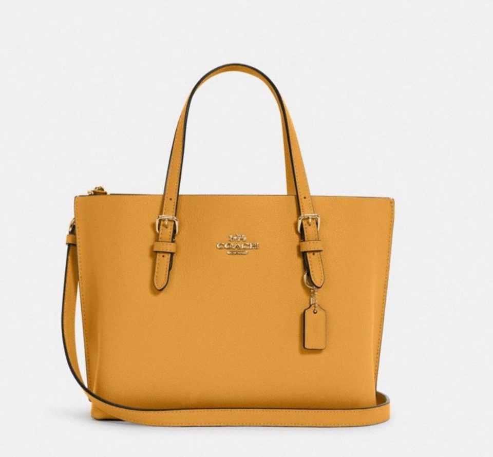 Coach C4084 Mollie Tote 25 Crossbody Bag Double Face Leather Mustard Yellow