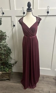 David’s Bridal Damen lang Chiffon Spitze Flügelärmel Brautjungfer formell Größe 8 - Bild 1 von 8
