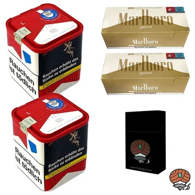 Marlboro Rot Tabak 2x 103g L Dose + 2x Marlboro Gold Extra Filterhülsen + Zubeh - Bild 1 von 3