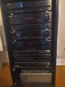 Impianto stereo hi fi vintage anno 1990 sei componenti + mobiletto + due amplifi - Foto 1 di 5