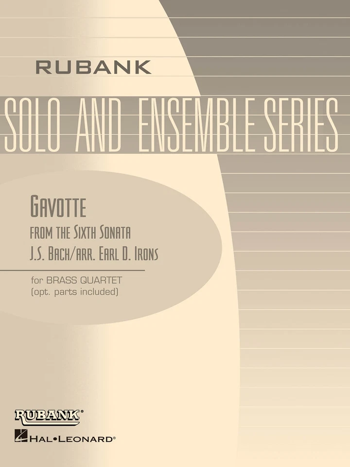 Bach Gavotte from Sixth Sonata for Brass Quartet Contest Sheet Music Rubank Book - Image 1 of 1