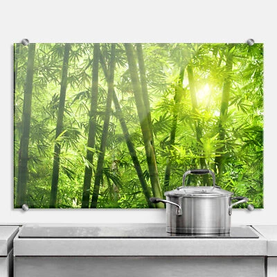Glas Küchenrückwand Sonnenschein im Bambuswald grün ESG Sicherheitsglas 4mm - Bild 1 von 2