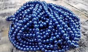 Glass Pearl Bead, Pearlized, 6-7mm, Royal Blue, Approx 100 pce, Free Post - Bild 1 von 1
