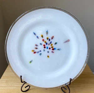 CRATE & BARREL CARNIVALLE 12.5" White Glass Millefiori Platter - Italy - VGUC - Picture 1 of 2