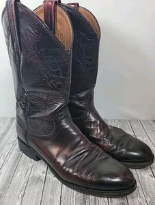 Nocona Leather Roper Cowboy Boots Men’s 8 D Black Cherry Brown - Picture 1 of 7