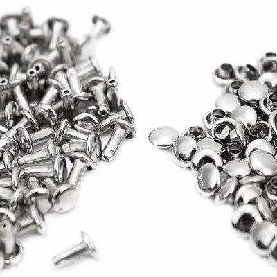 Pkg of 20 Metal ROUND FLAT Rivet Studs 3/16" (5mm) Leather Crafts (5205) Double - Image 1 of 3