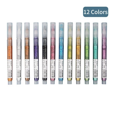 12 Colors Glitter  Marker Pens Set Paint Pens for Black Paper U9R7 - Image 1 of 4
