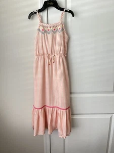 Jessica Simpson Youth Dress Mid to Maxi Length Peach Stripe Stretch Fit L(14/16) - Picture 1 of 10