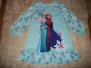 NWT DISNEY FROZEN ANNA & ELSA BLUE NIGHTGOWN PJ PAJAMAS GIRLS SZ 5 6 7 8 9 10 - Picture 1 of 4
