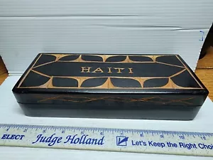 Caja dividida vintage hecha a mano de madera con bisagras joyería dinero baratija escondite - Imagen 1 de 2
