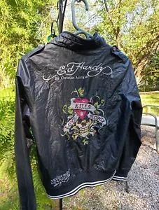 Ed Hardy Y2K Retro Track Womans Small Bling "Love Kills Slowly" Black Rhinestone - Picture 1 of 24