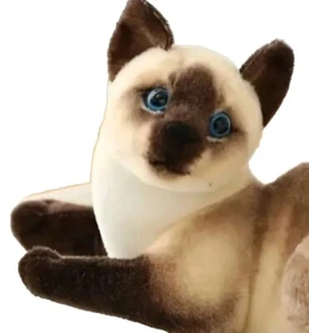Muñeca de gato siamés suave aterciopelada realista de relleno 10"   - Imagen 1 de 12