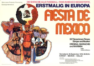 Fiesta de Mexico ORIGINAL A1 Konzertplakat 1970 GEROLLT Mariachis und Marimba - Picture 1 of 1