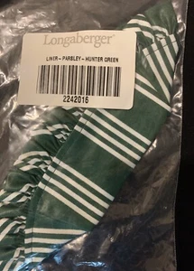 LONGABERGER PARSLEY BASKET FABRIC LINER HUNTER GREEN STRIPE #2242016 NEW - Picture 1 of 3