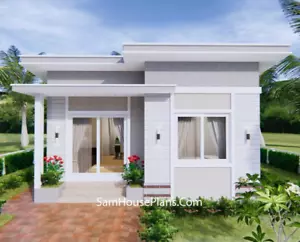 Small House Design 7x7 Meter 24x24 Feet 2 Beds Shed Roof (A4 Hard Copy) - Picture 1 of 12