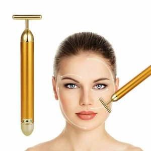 Gold Beauty Bar Wrinkle Facial Roller Massager Skincare Lifting Vibration - Picture 1 of 6