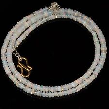 12"Natural Ethiopian Fire Opal Gemstone Beads Necklace 925 Sterling silver GAA