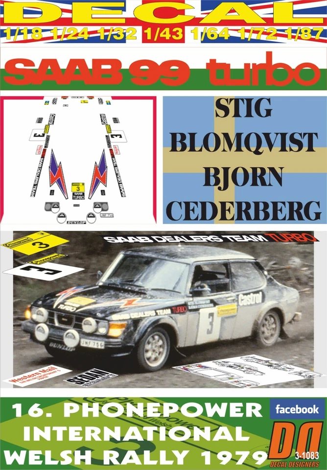 DECAL SAAB 99 TURBO S.BLOMQVIST WELSH R. 1979 8th (06) - Image 1 of 1