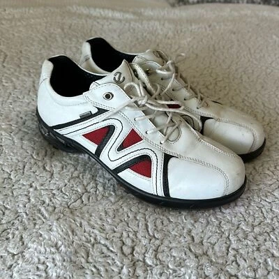 Botines de golf Ecco 38 de cuero blanco para mujer zapatos rojos negros acento deportivo atlético Foto 1 de 4