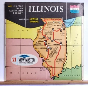 Illinois State Tour 3-reel Set A550 - Sawyers S6b ed. A View-Master Map Packet - Picture 1 of 5