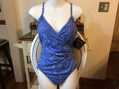 Traje de baño para mujer Shape FX de una pieza púrpura/azul talla 8 nuevo Foto 1 de 4