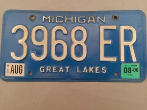 Vintage 2000" Michigan License Plate Great Lakes Blue/White - 3968 ER - Picture 1 of 2