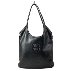 Auth miumiu Ivy 5BG231 Black Leather Tote Bag - Picture 1 of 20