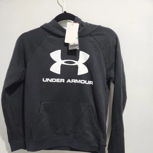 Under Armour Kids Big Boys Black Fleece Rival Logo Pullover Hoodie Size YLG - Picture 1 of 6
